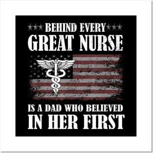 Behind Every Great Nurse Is A Dad Father Nursing Nurse Dad Posters and Art